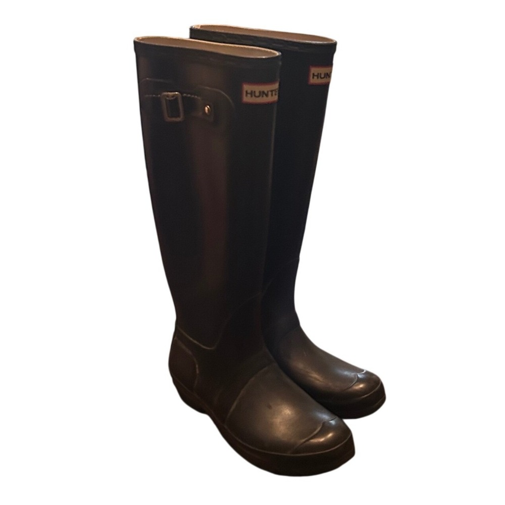 Hunter Original Rain Boots W6 M5 Black Tall Waterproof Matte W23499 Rainwear